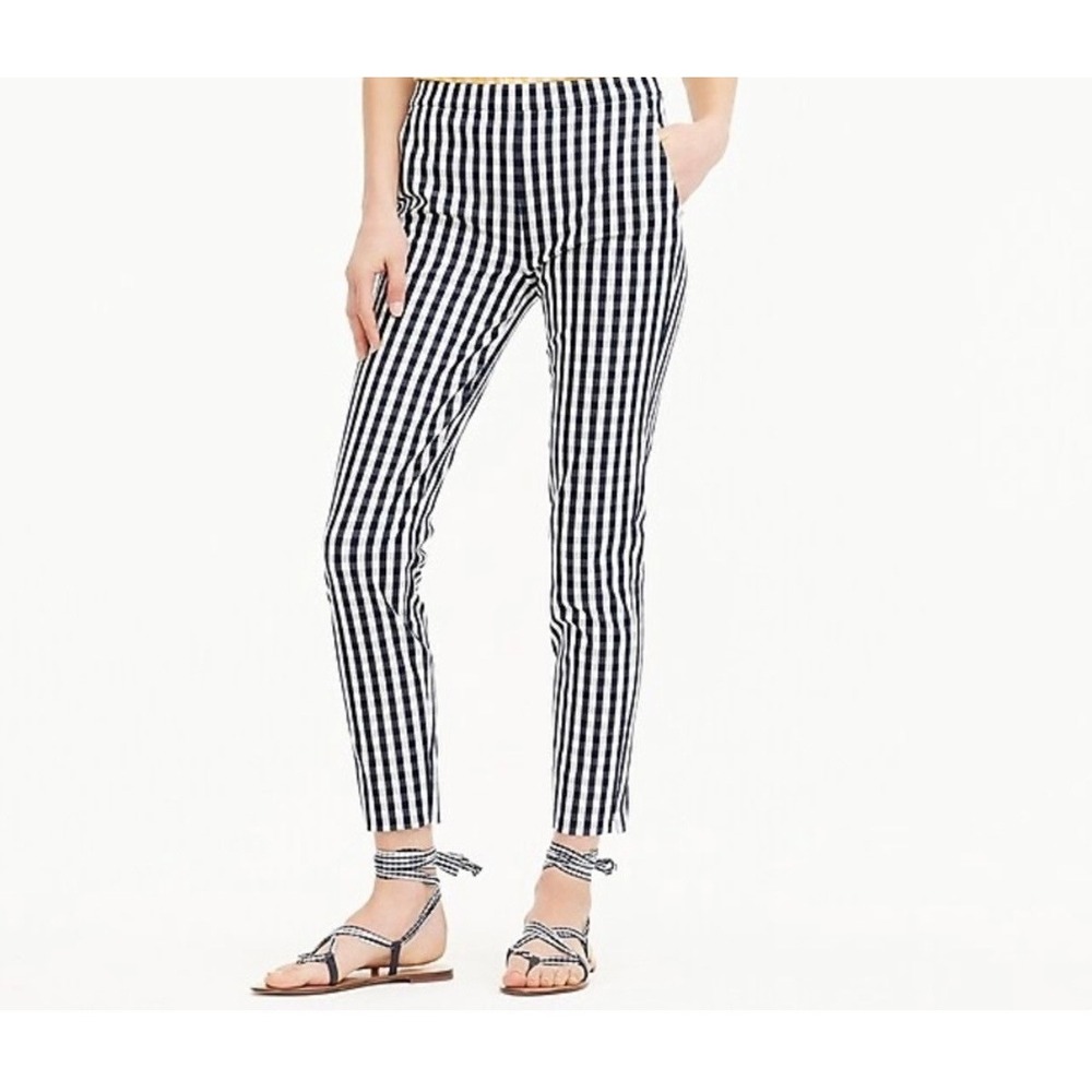 J.Crew‎ Martie Slim Crop Pant Navy White Gingham Check E9565 Womens 4P Petite